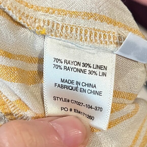 Anthropologie Cloth & Stone striped linen blend pull on crops - Picture 5 of 5